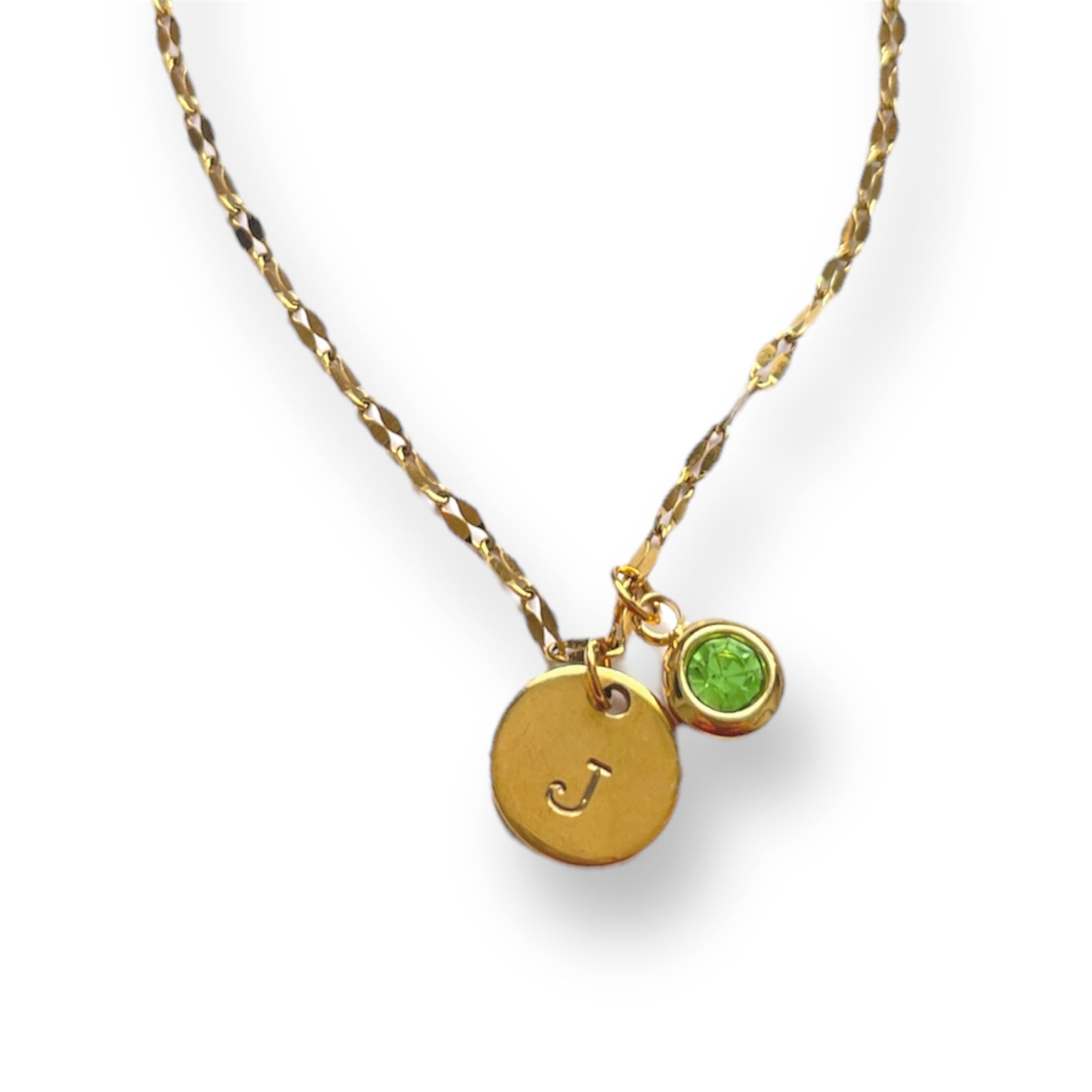 Hand Stamped Initial Birthstone Bracelet