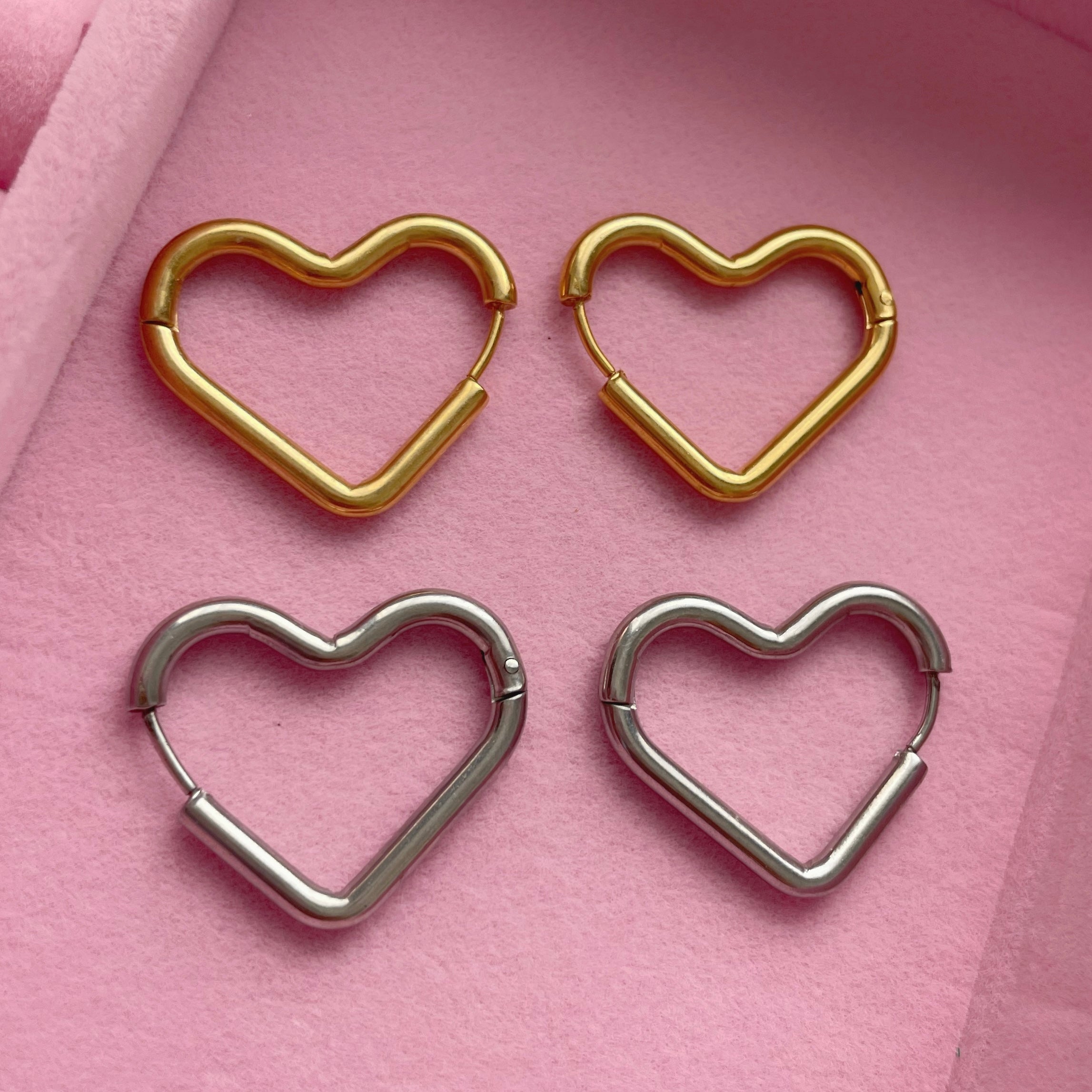 Heart shaped hoop earrings