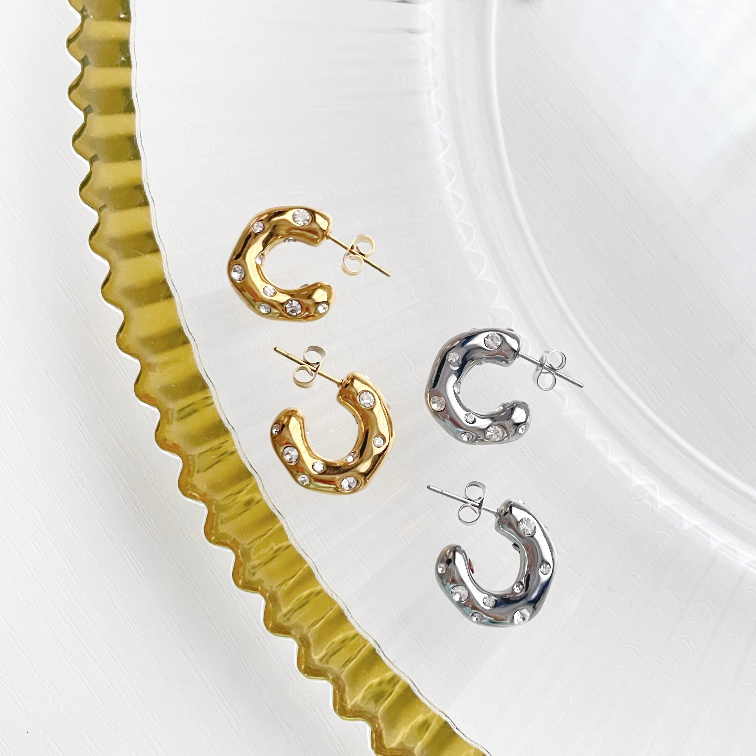 Hoops with dainty crystals