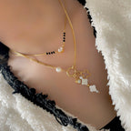 Single Pearl Charm Necklace Gold