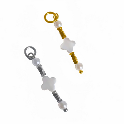 clover and hematite bead charm