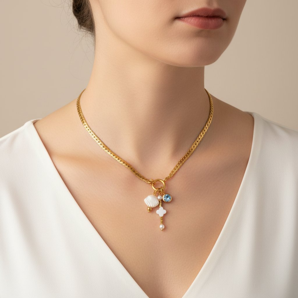 Schmuckstein Charm mit Geburtsstein Gold
