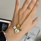 Gold Crystal Cuban Charm Necklace