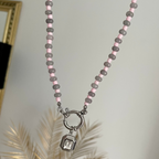 Blush Hour Bezel Necklace Silver