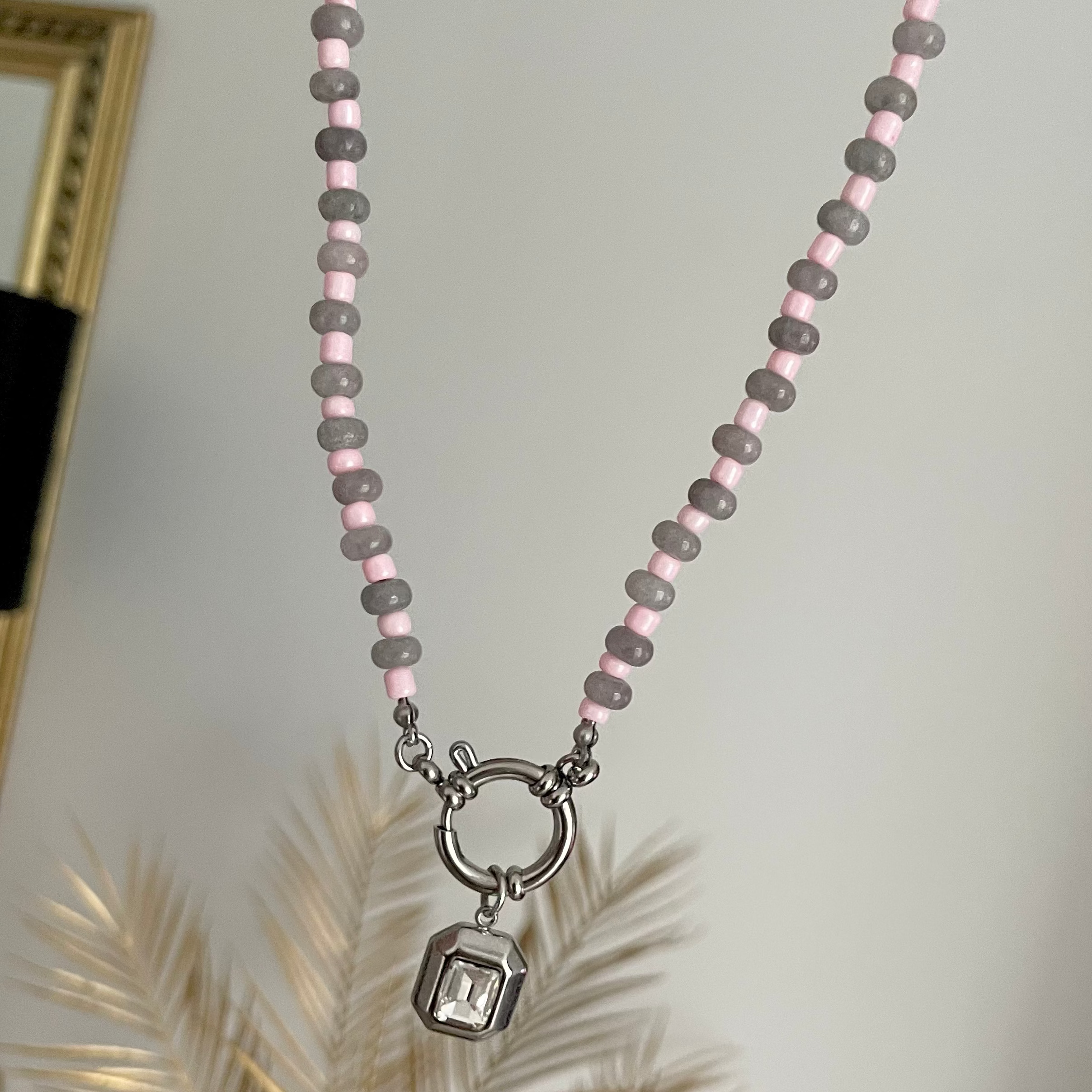 Blush Hour Bezel Necklace Silver