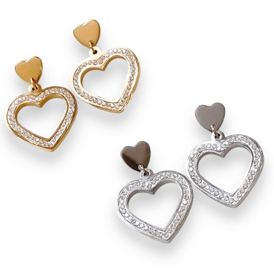 I Heart You Earrings gold and silver