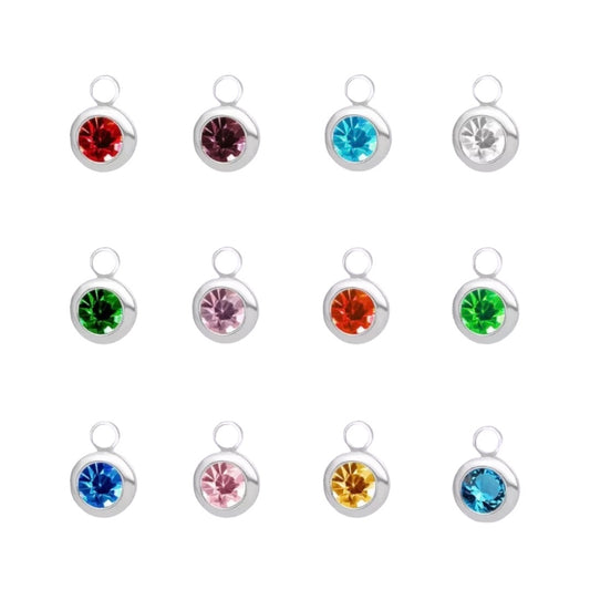 Jewel Birthstone Charm Silver