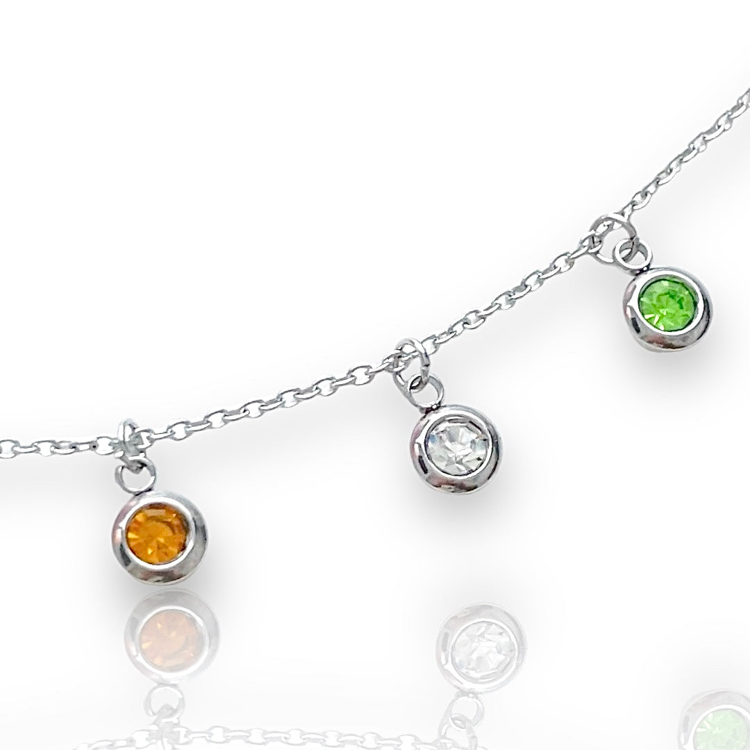 Jewel Birthstone Necklace Silver