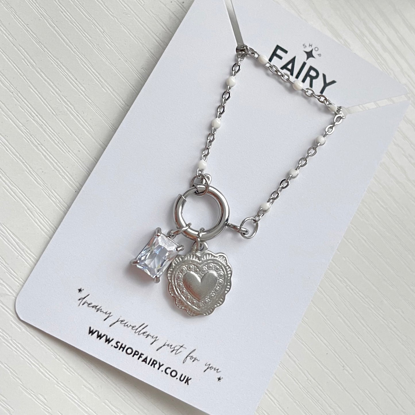 Mermaid Charm Necklace Silver 