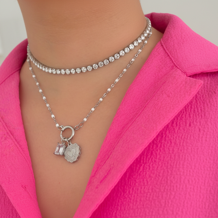 Mermaid Charm Necklace Silver