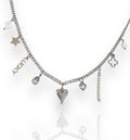 Mini Cuban Multi Charm Necklace Silver