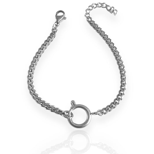 Mini Cuban Charm Bracelet Silver