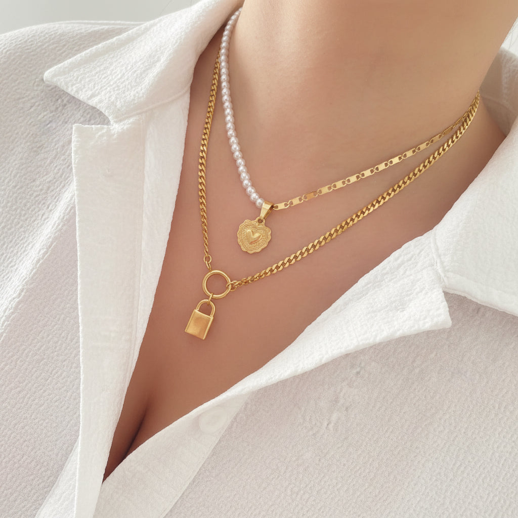 Mini Cuban Link Charm Necklace Gold