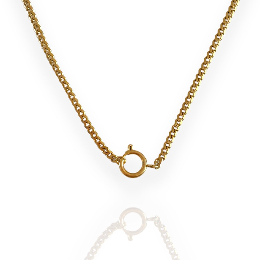 Mini Cuban Link Charm Necklace with clasp Gold