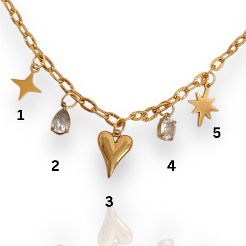 Multi Charm Necklace with charms tarnish free