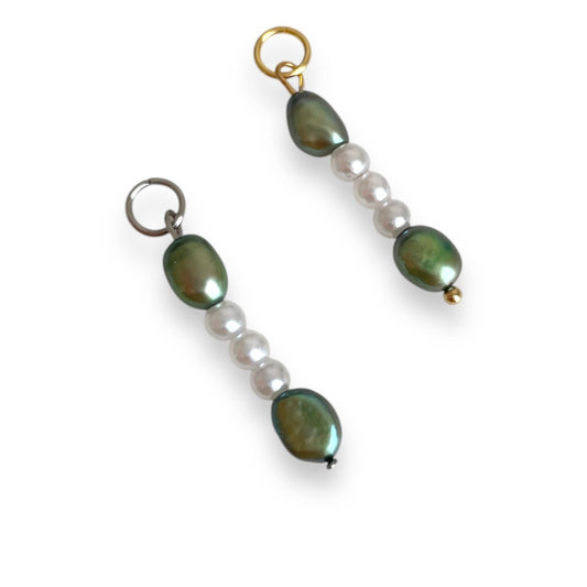 Olive Green Trio Pearl Charm