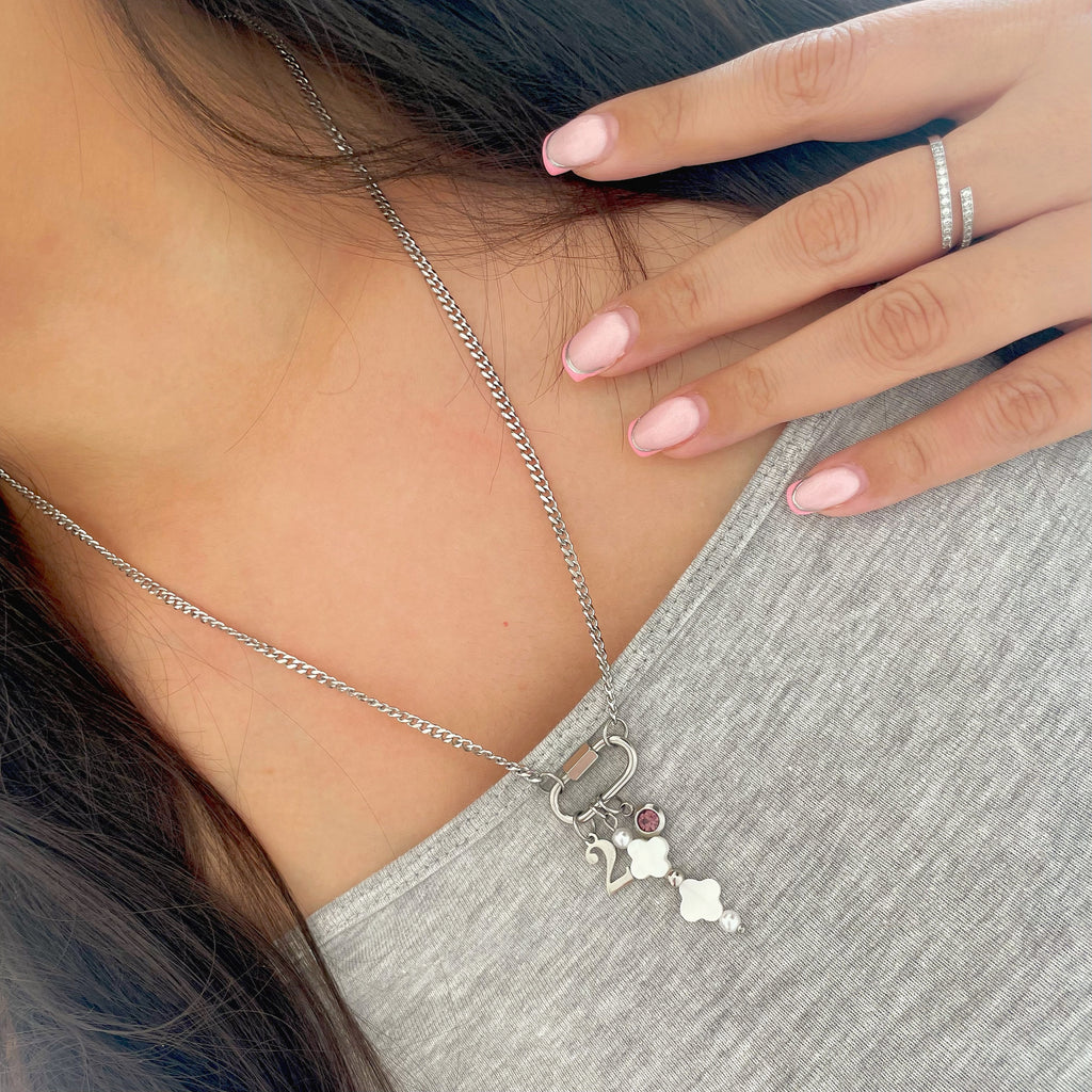 Oval Charm Necklace Silver