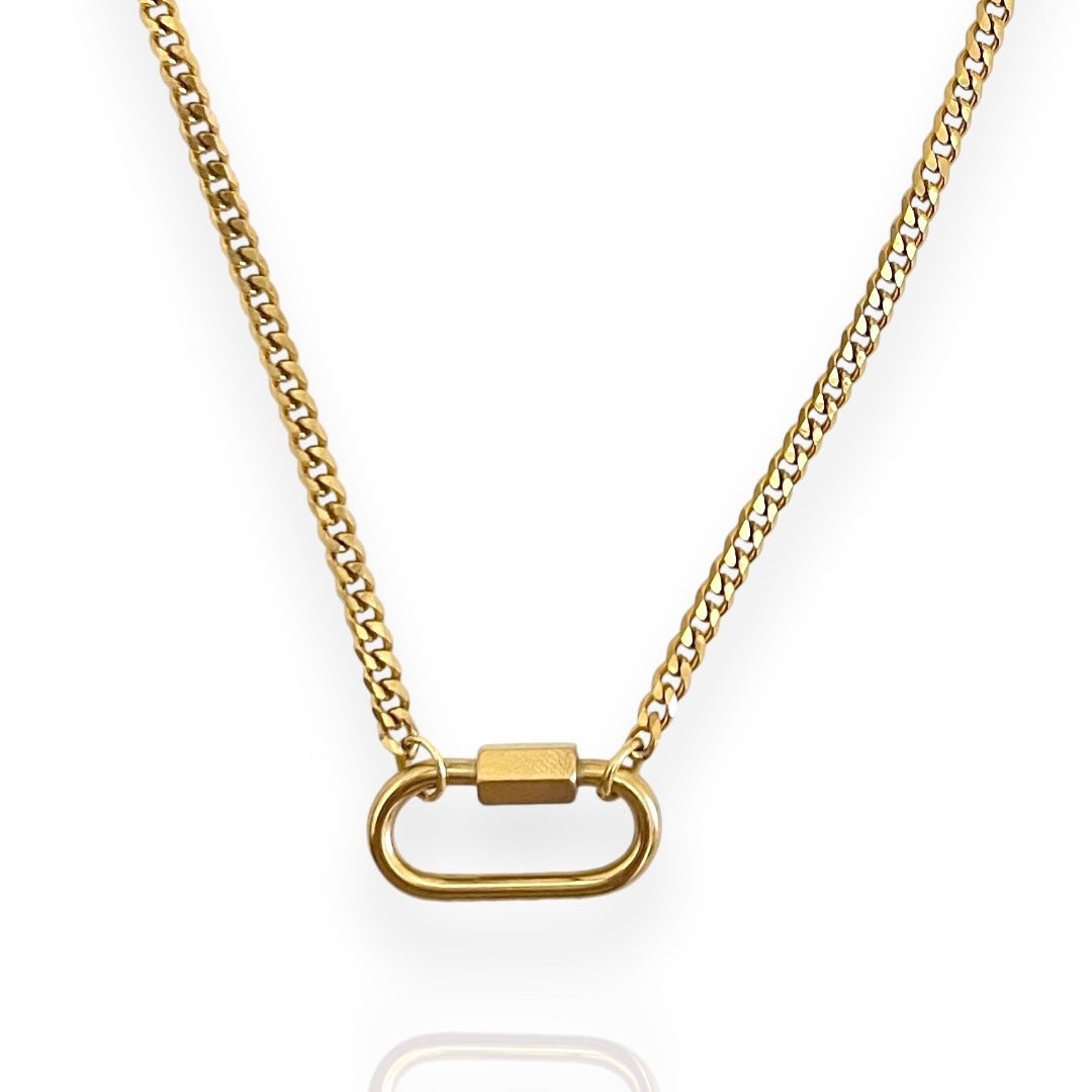 Oval Charm Necklace Gold