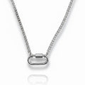Oval Silver Charm Necklace with clasp
