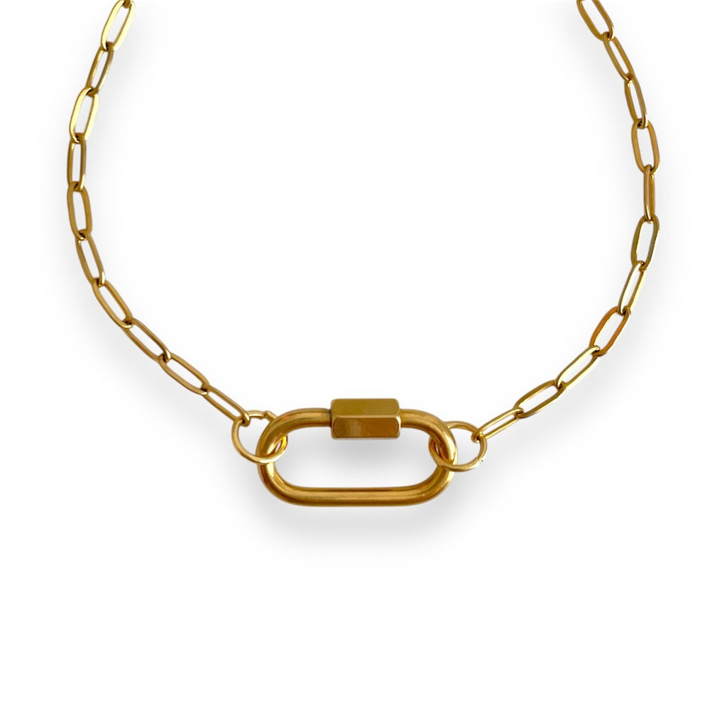 Oval Dainty Link Charm Bracelet Gold