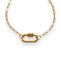 Oval Dainty Link Charm Bracelet Gold