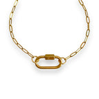 Oval Dainty Link Charm Bracelet Gold