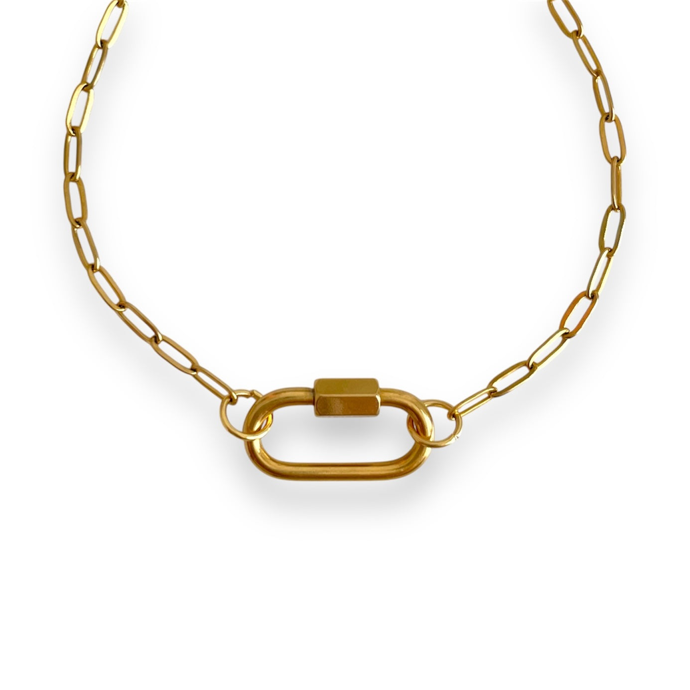 Oval Dainty Link Charm Bracelet Gold
