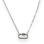 Oval Dainty Link Charm Necklace Silver