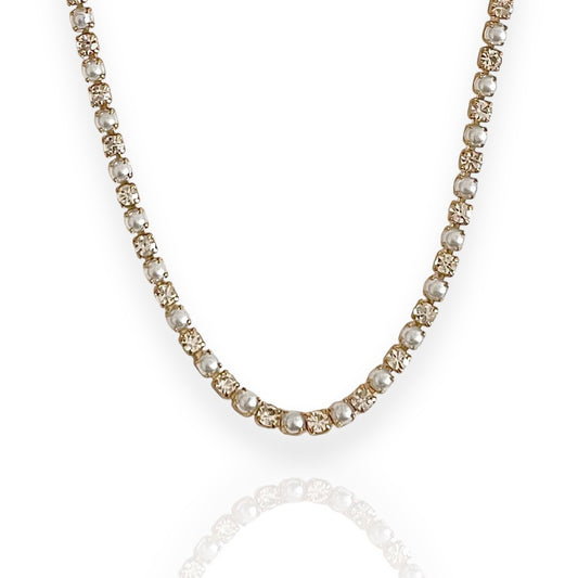 Pearl Tennis Necklace Gold