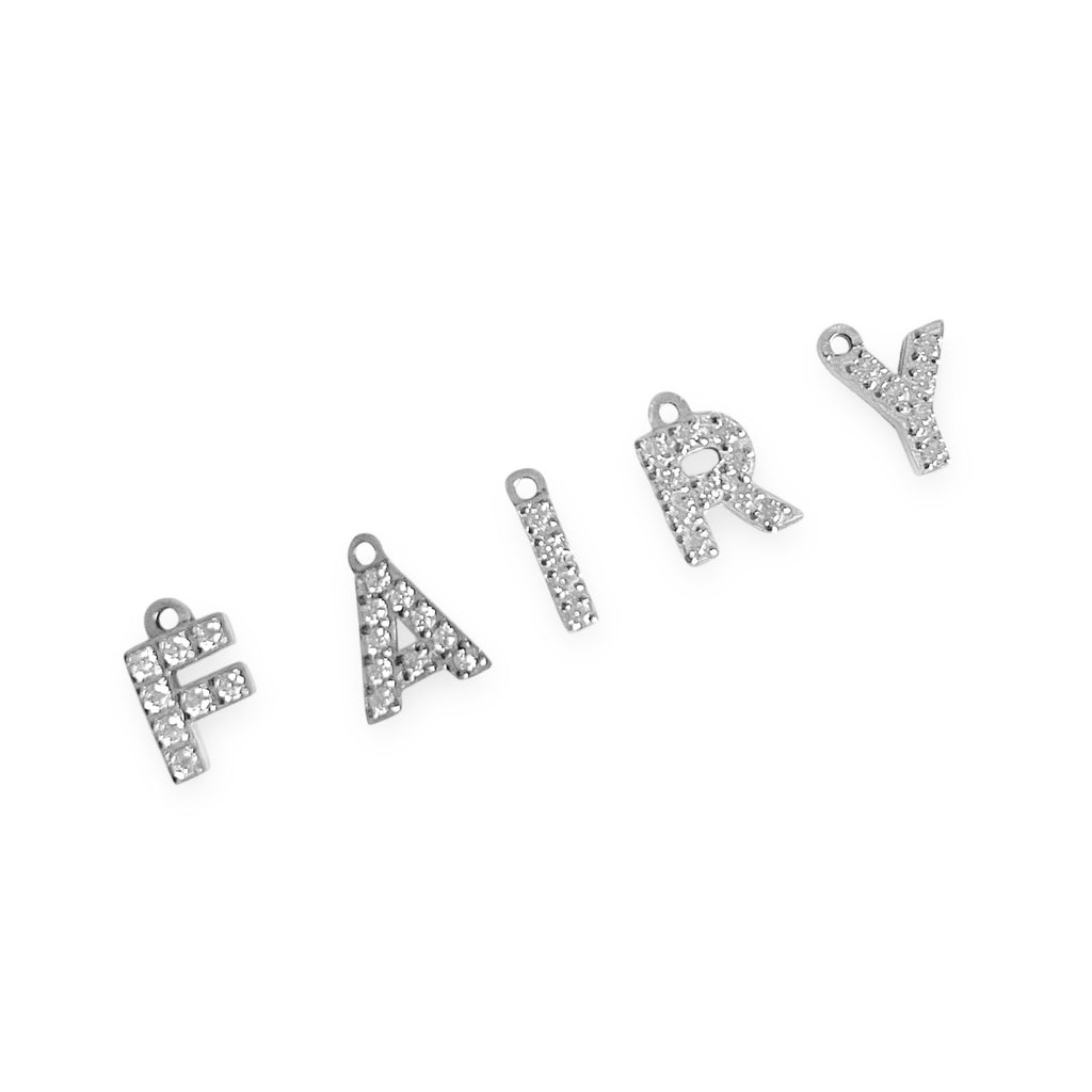 Silver Baby Crystal Initial Charm