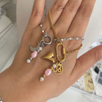 Pink Beaded Pearl Charm