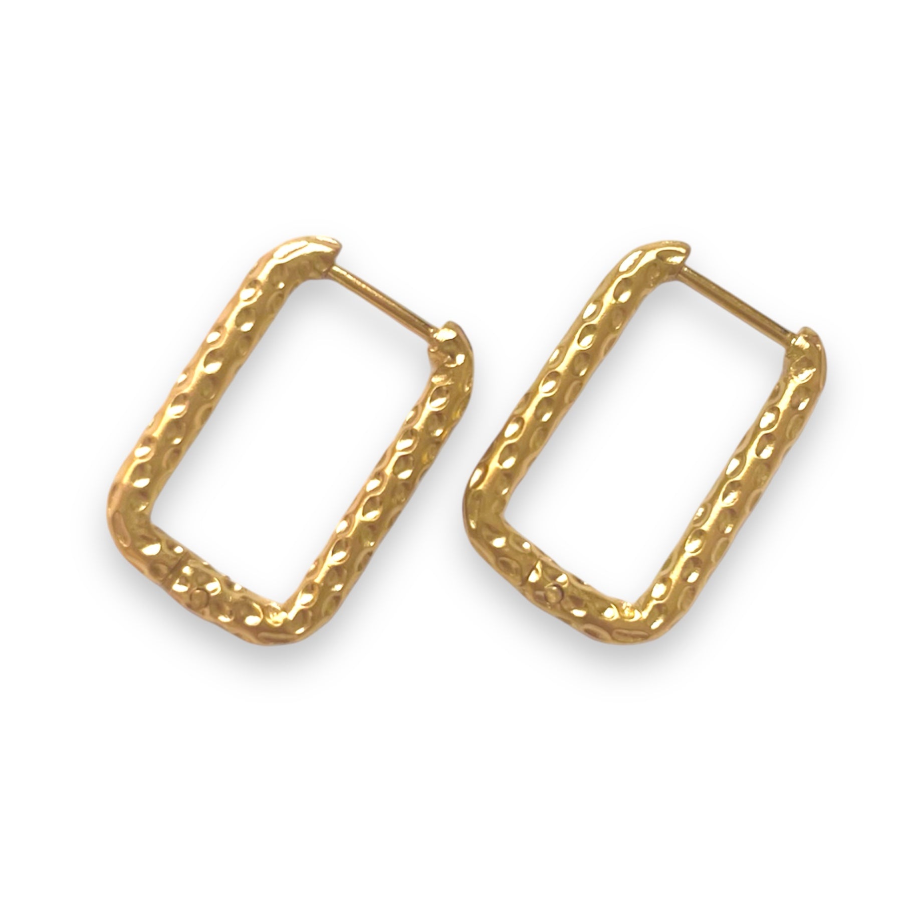 Rectangle Textured Hoops Earrings