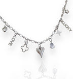River Multi Charm Necklace Silver