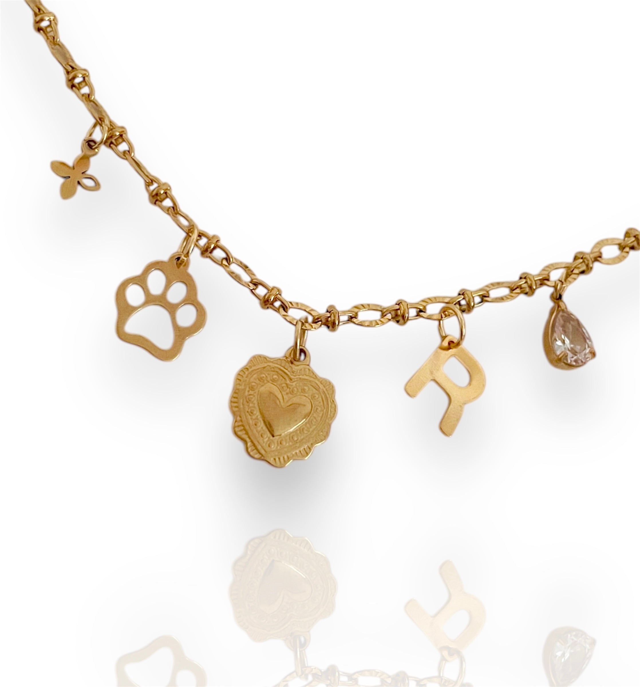 River Multi Charm Necklace Gold