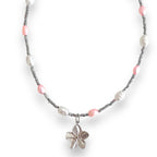 Shakira Pink and Silver Flower Necklace