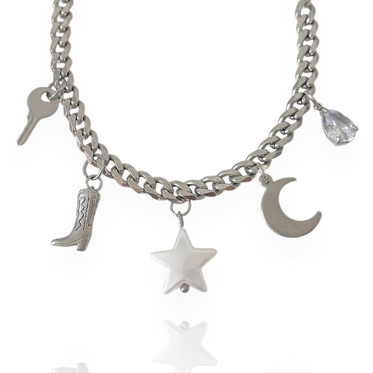 Silver Charm Bracelet multi charms