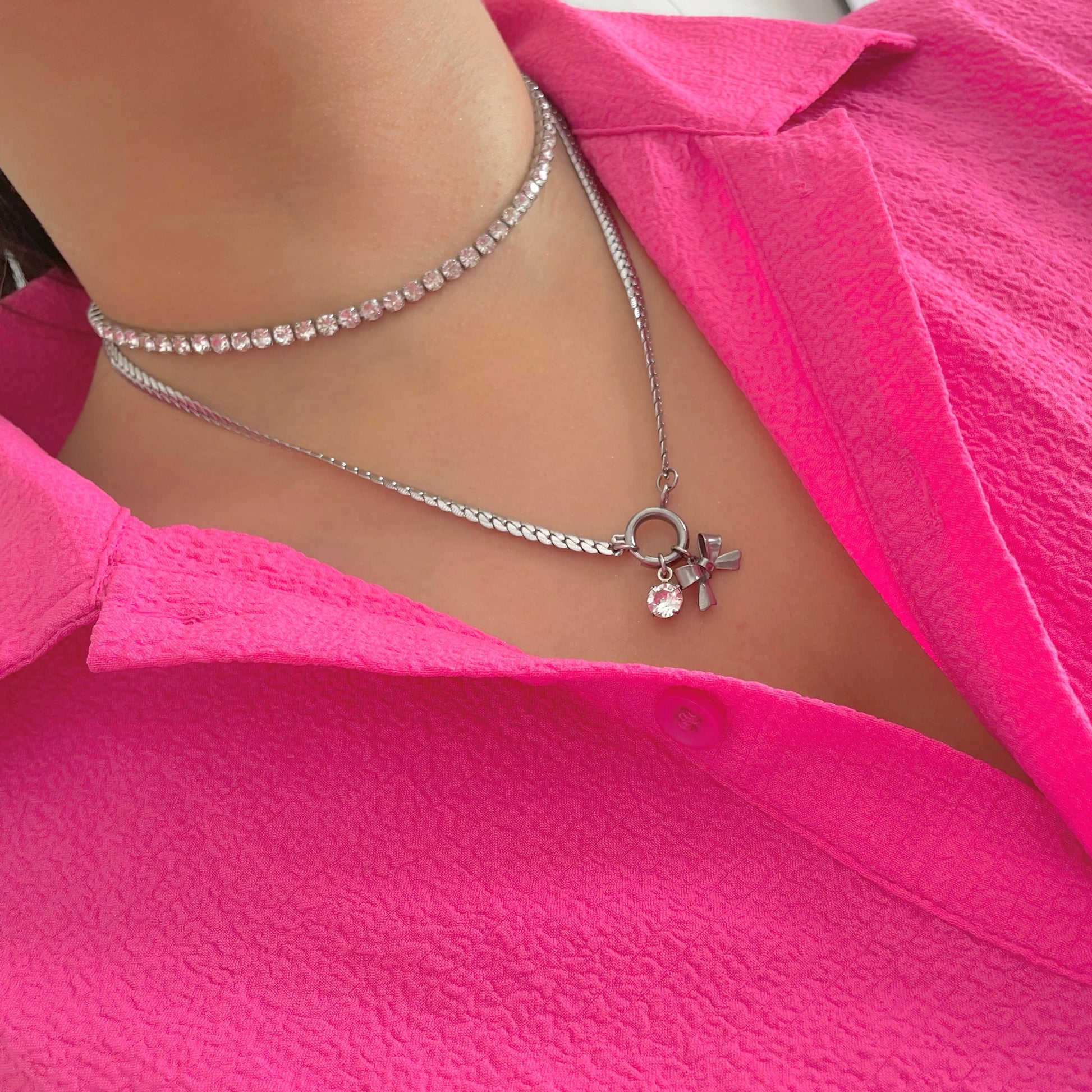 Silver Charm Necklace with clasp