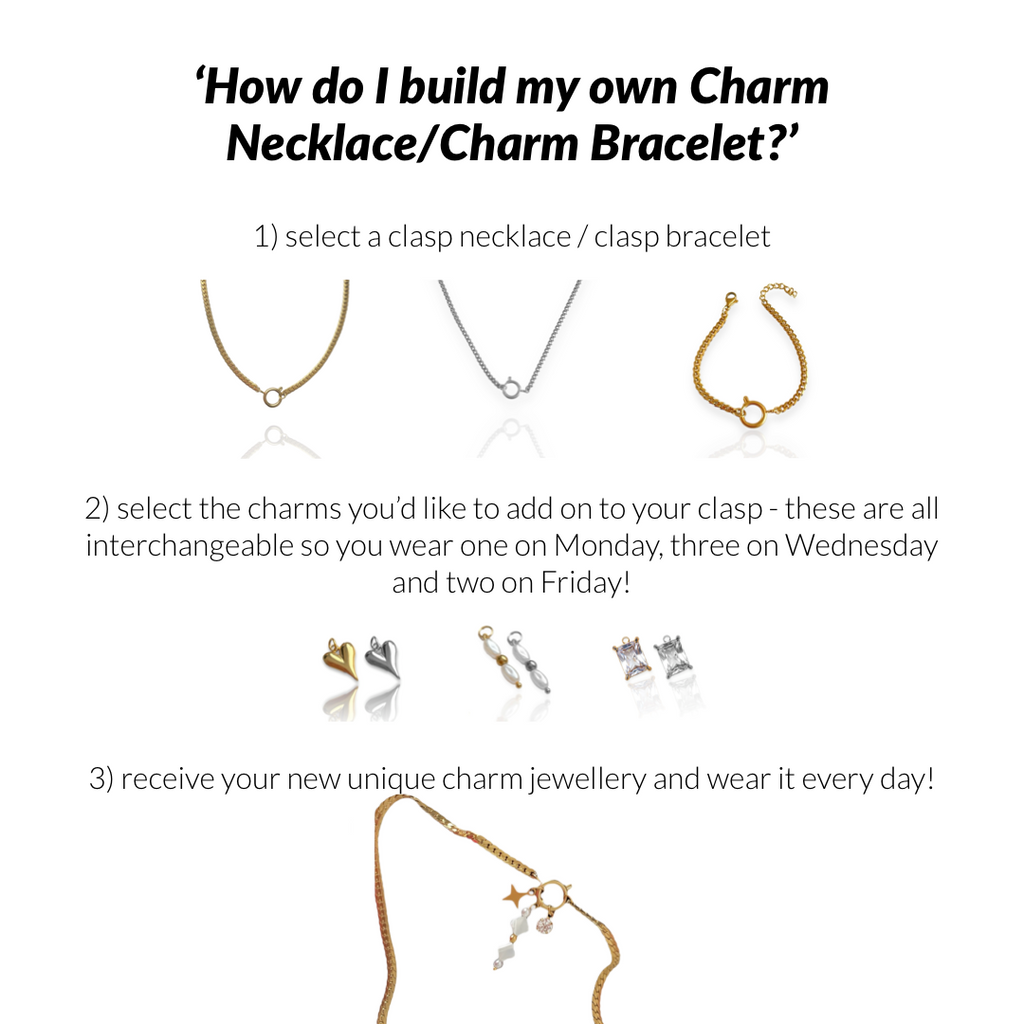 Silver Charm Necklace with clasp