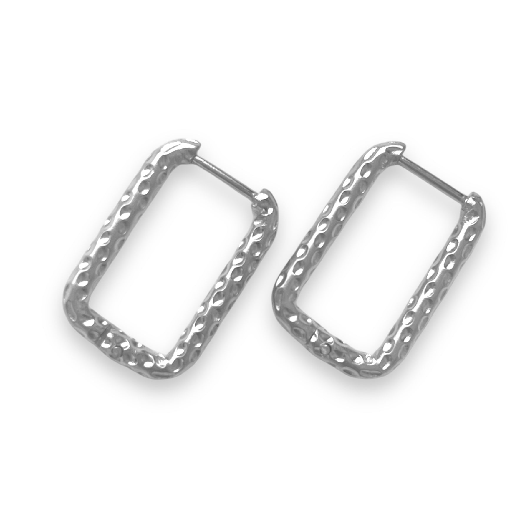Silver Rectangle Hoops Silver
