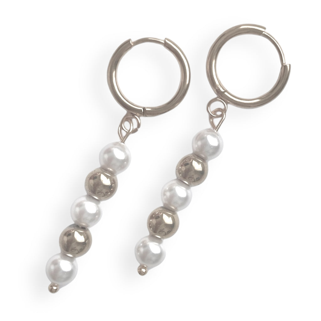 Silver pearl drop earrings