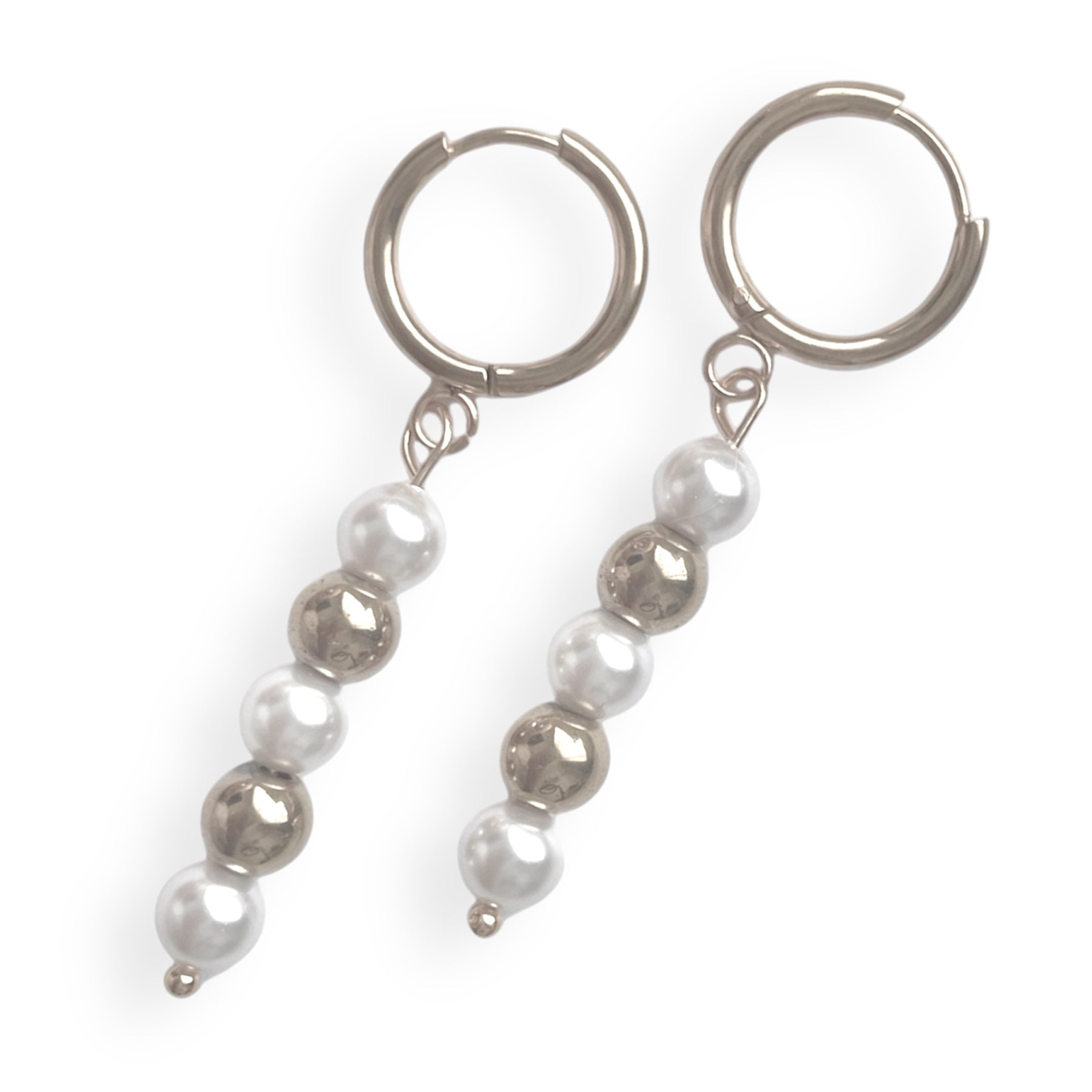 Silver pearl drop earrings