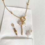 Star Bead Pearl Charm with a gold charm necklace