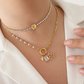 Starlight Pearl Charm Necklace Gold