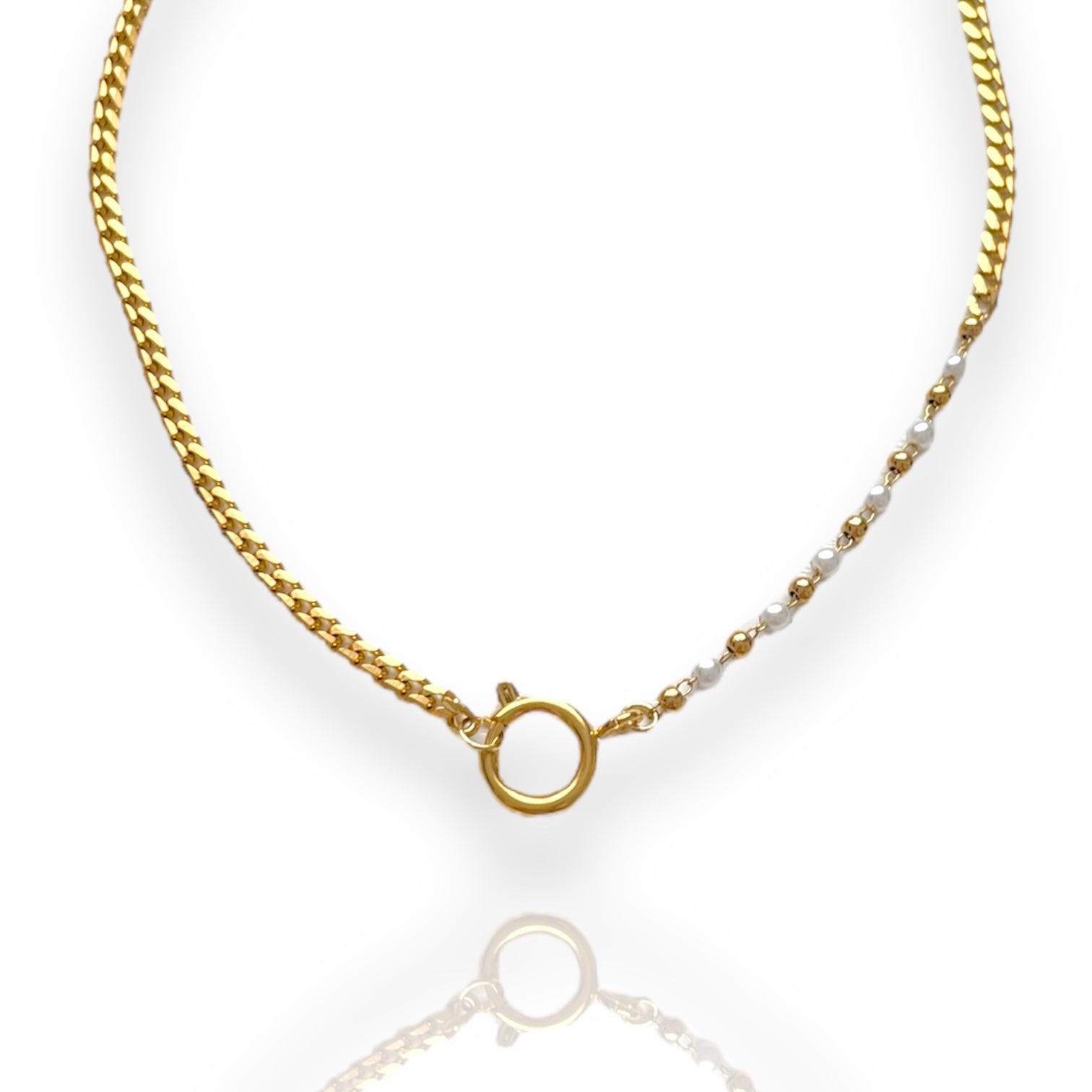 Starlight Pearl Charm Necklace Gold Clasp Necklace