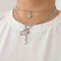 Starlight Pearl Charm Necklace Silver