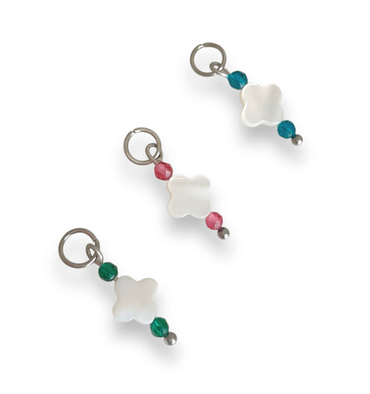 Summer Splash Clover Pearl Charm Silver