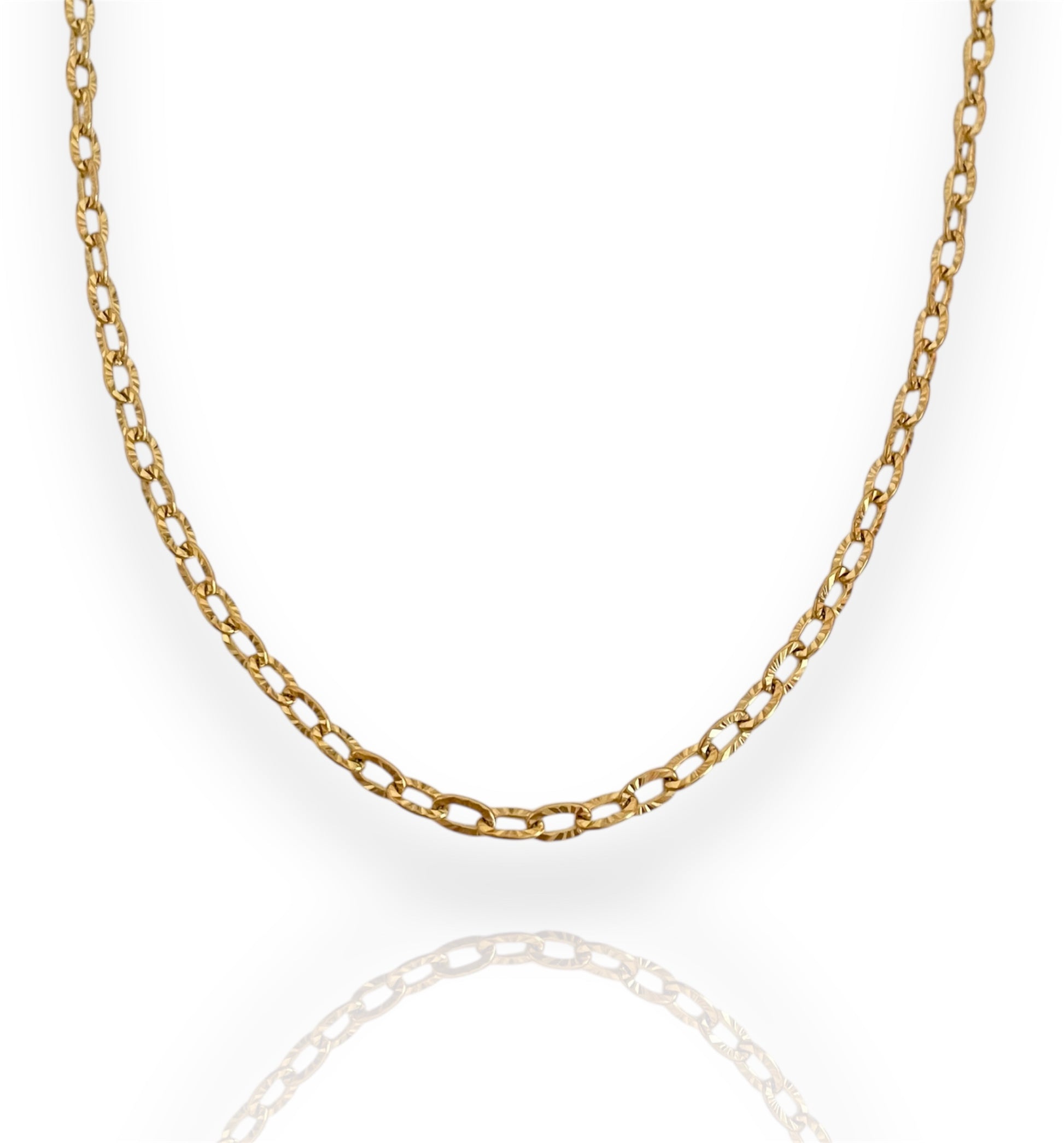 Textured Link Multi Charm Necklace Gold