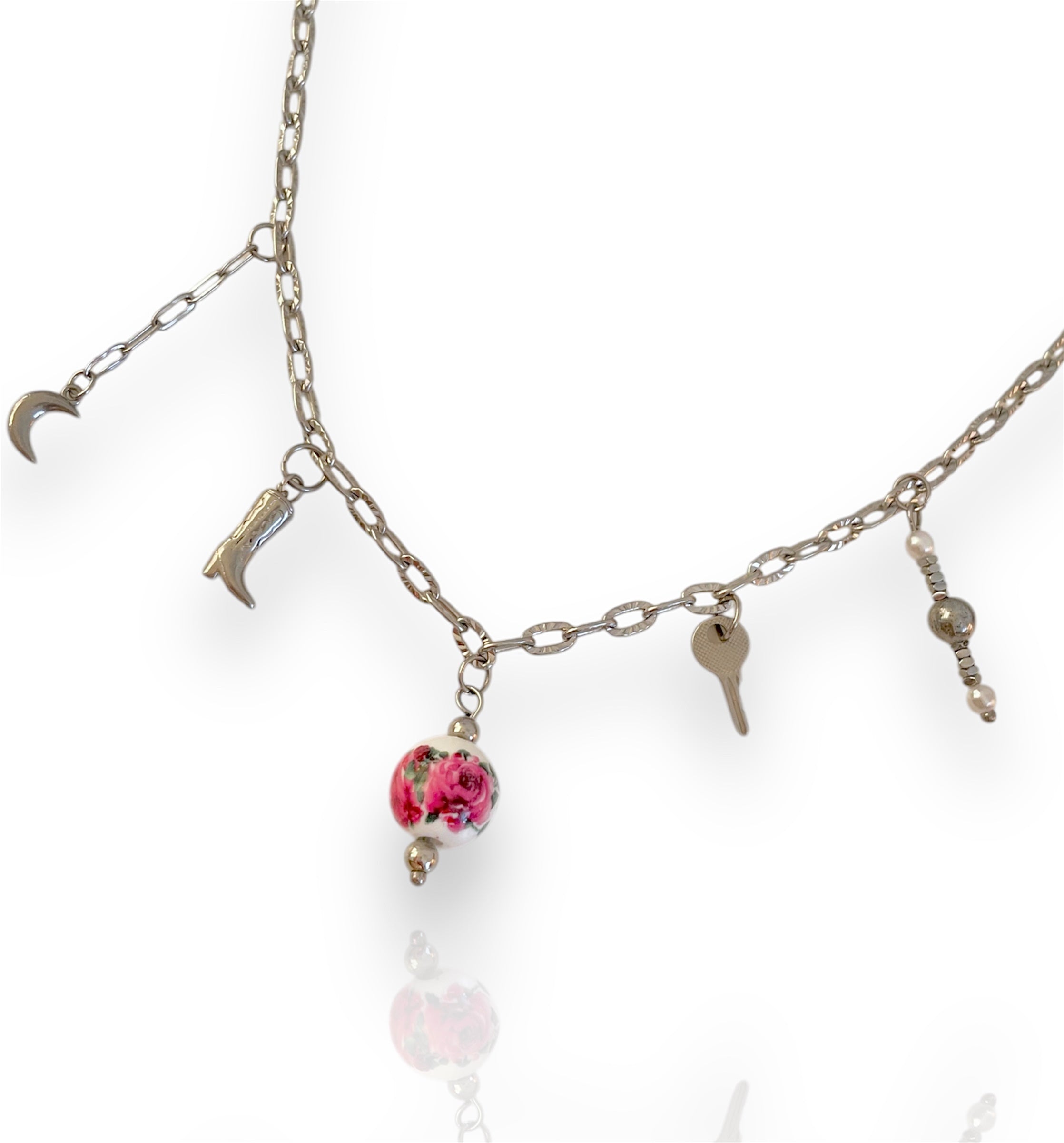 Textured Link Multi Necklace Silver