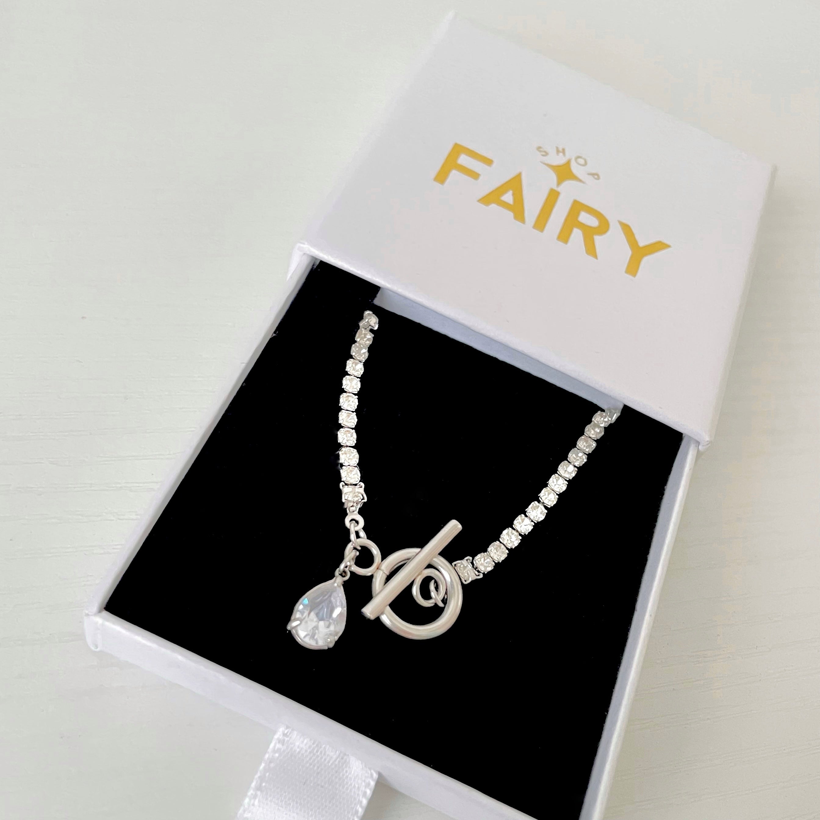 Twinkle Teardrop Tennis Necklace