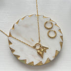 Twirl Gold Charm Necklace with Loved Charm Initial Charm